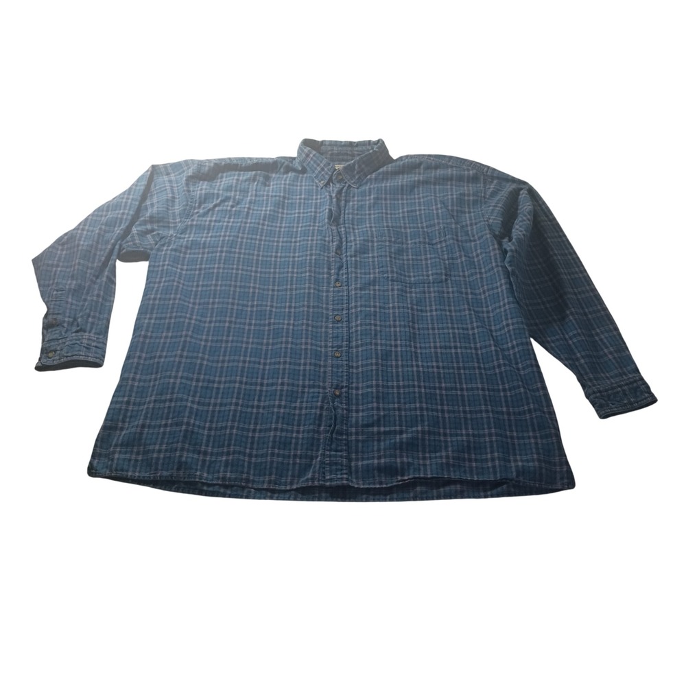 World Island Plaid‎ Button Down Shirt 3XLT Big Tall Dadcore Workwear Casual
